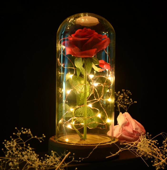 Rose In Glass with LED Light