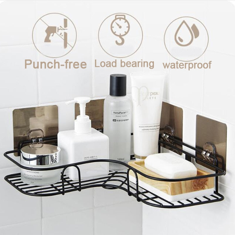 Bathroom Corner Punch-Free Rack  Storage rack, Bathroom shower, Soap